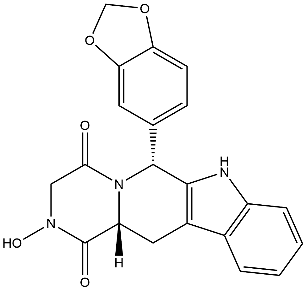 (6R,12aR)-6-(1,3-Benzodioxol-5-yl)-2,3,6,7,12,12a-hexahydro-2-hydroxypyrazino[1′,2′:1,6]pyrido[3,4-b]indole-1,4-dione Struktur