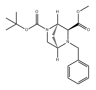 2,5-Diazabicyclo[2.2.1]heptane-2,6-dicarboxylic acid, 5-(phenylmethyl)-, 2-(1,1-dimethylethyl) 6-methyl ester, (1R,4R,6S)- Struktur