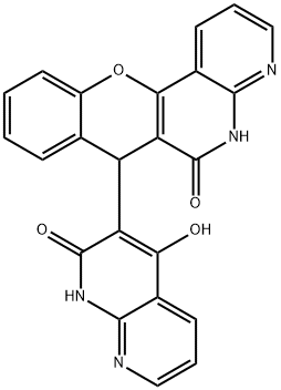 6H-[1]Benzopyrano[3,2-c][1,8]naphthyridin-6-one,7-(1,2-dihydro-4-hydroxy-2-oxo-1,8-naphthyridin-3-yl)-4,7-dihydro-(9CI) Struktur