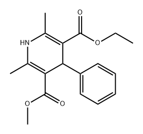 3,5-Pyridinedicarboxylic acid, 1,4-dihydro-2,6-dimethyl-4-phenyl-, 3-ethyl 5-methyl ester Struktur