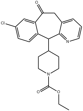 1-Piperidinecarboxylic acid, 4-(8-chloro-6,11-dihydro-6-oxo-5H-benzo[5,6]cyclohepta[1,2-b]pyridin-11-yl)-, ethyl ester Struktur