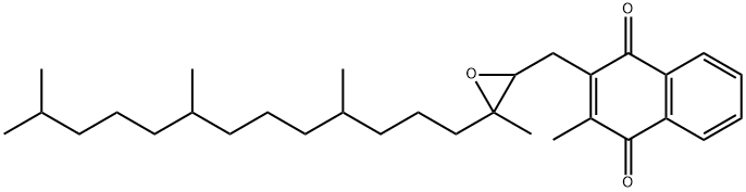 1,4-Naphthalenedione, 2-methyl-3-[[3-methyl-3-(4,8,12-trimethyltridecyl)oxiranyl]methyl]- (9CI) Struktur