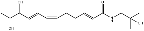 2,6,8-Dodecatrienamide, 10,11-dihydroxy-N-(2-hydroxy-2-methylpropyl)-, (2E,6Z,8E)- Struktur