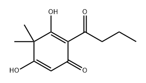 2,5-Cyclohexadien-1-one, 3,5-dihydroxy-4,4-dimethyl-2-(1-oxobutyl)- Struktur