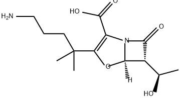 4-Oxa-1-azabicyclo[3.2.0]hept-2-ene-2-carboxylic acid, 3-(4-amino-1,1-dimethylbutyl)-6-[(1R)-1-hydroxyethyl]-7-oxo-, (5R,6R)- Struktur