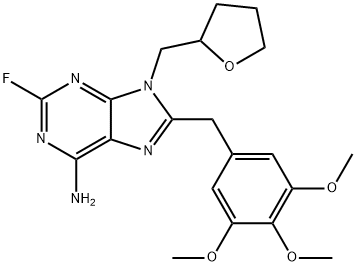 9H-Purin-6-amine, 2-fluoro-9-[(tetrahydro-2-furanyl)methyl]-8-[(3,4,5-trimethoxyphenyl)methyl]- Struktur