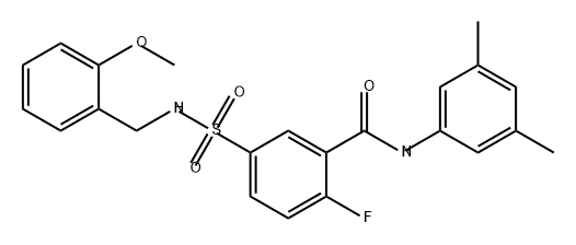 Benzamide, N-(3,5-dimethylphenyl)-2-fluoro-5-[[[(2-methoxyphenyl)methyl]amino]sulfonyl]- Struktur