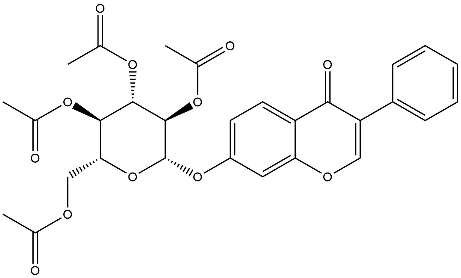 4H-1-Benzopyran-4-one, 3-phenyl-7-[(2,3,4,6-tetra-O-acetyl-β-D-glucopyranosyl)oxy]- Struktur