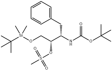 Carbamic acid, [(1S,2S)-3-[[(1,1-dimethylethyl)dimethylsilyl]oxy]-2-[(methylsulfonyl)oxy]-1-(phenylmethyl)propyl]-, 1,1-dimethylethyl ester (9CI) Struktur