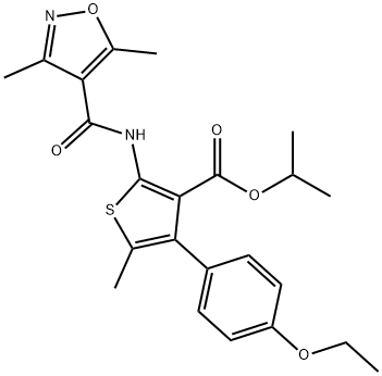 isopropyl 2-(3,5-dimethylisoxazole-4-carboxamido)-4-(4-ethoxyphenyl)-5-methylthiophene-3-carboxylate Struktur