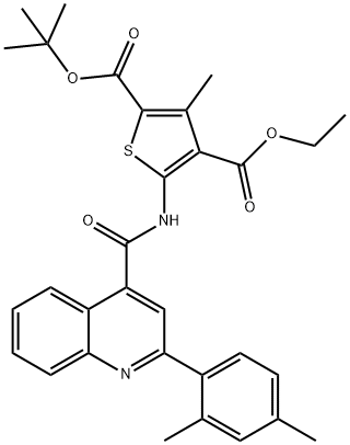 2-O-tert-butyl 4-O-ethyl 5-[[2-(2,4-dimethylphenyl)quinoline-4-carbonyl]amino]-3-methylthiophene-2,4-dicarboxylate Struktur