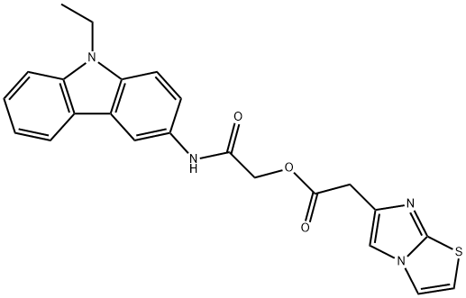 Imidazo[2,1-b]thiazole-6-acetic acid, 2-[(9-ethyl-9H-carbazol-3-yl)amino]-2-oxoethyl ester Struktur