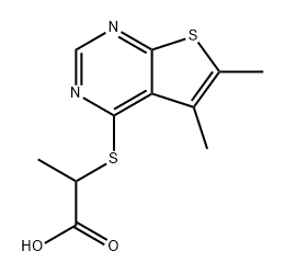 Propanoic acid, 2-[(5,6-dimethylthieno[2,3-d]pyrimidin-4-yl)thio]- Struktur