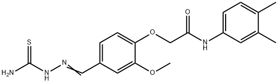 2-{4-[2-(aminocarbothioyl)carbohydrazonoyl]-2-methoxyphenoxy}-N-(3,4-dimethylphenyl)acetamide Struktur