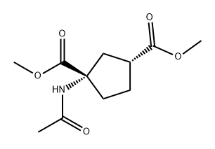 1,3-Cyclopentanedicarboxylic acid, 1-(acetylamino)-, dimethyl ester, (1S,3R)- (9CI) Struktur