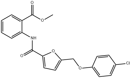 Benzoic acid, 2-[[[5-[(4-chlorophenoxy)methyl]-2-furanyl]carbonyl]amino]-, methyl ester Struktur