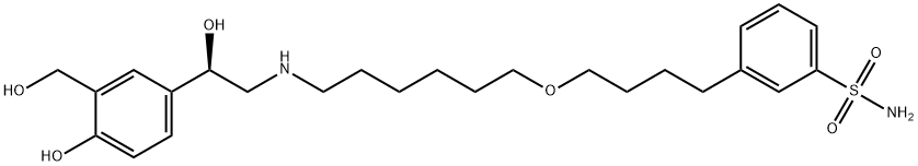 Benzenesulfonamide, 3-[4-[[6-[[(2R)-2-hydroxy-2-[4-hydroxy-3-(hydroxymethyl)phenyl]ethyl]amino]hexyl]oxy]butyl]- Struktur