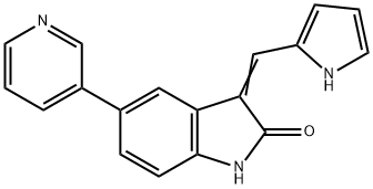 2H-Indol-2-one, 1,3-dihydro-5-(3-pyridinyl)-3-(1H-pyrrol-2-ylmethylene)- Struktur