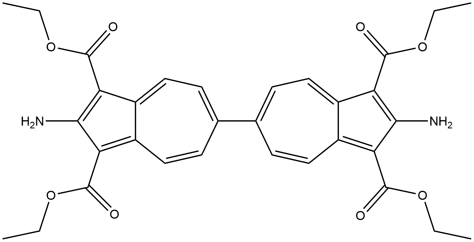 2,2'-diamino-1,1',3,3'-tetrakisethoxycarbonyl-6,6'-biazulene Struktur