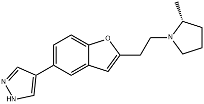 1H-Pyrazole, 4-[2-[2-[(2R)-2-methyl-1-pyrrolidinyl]ethyl]-5-benzofuranyl]- Struktur