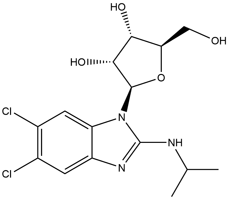 1H-Benzimidazol-2-amine, 5,6-dichloro-N-(1-methylethyl)-1-β-D-ribofuranosyl- Struktur