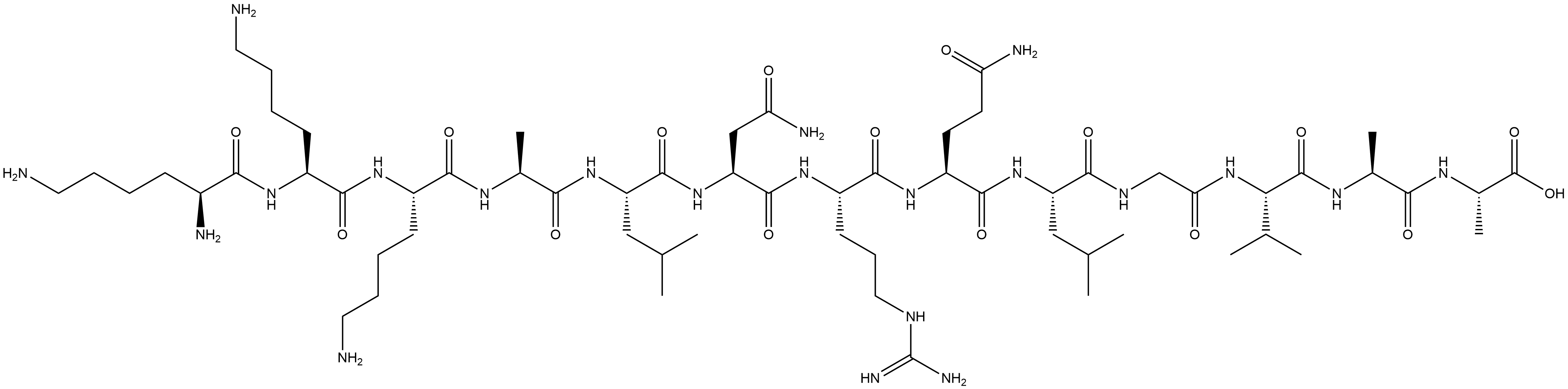 L-Lysyl-L-lysyl-L-lysyl-L-alanyl-L-leucyl-L-asparaginyl-L-arginyl-L-glutaminyl-L-leucylglycyl-L-valyl-L-alanyl-L-alanine Struktur