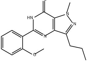 7H-Pyrazolo[4,3-d]pyrimidin-7-one, 1,6-dihydro-5-(2-methoxyphenyl)-1-methyl-3-propyl- Struktur