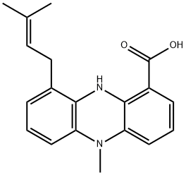 1-Phenazinecarboxylic acid, 5,10-dihydro-5-methyl-9-(3-methyl-2-buten-1-yl)- Struktur