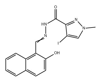 1H-Pyrazole-3-carboxylic acid, 4-iodo-1-methyl-, 2-[(2-hydroxy-1-naphthalenyl)methylene]hydrazide Structure