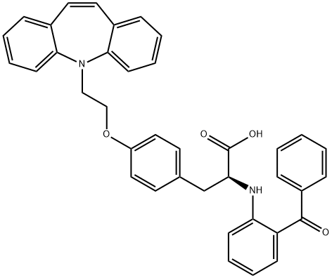 L-Tyrosine, N-(2-benzoylphenyl)-O-[2-(5H-dibenz[b,f]azepin-5-yl)ethyl]- Struktur