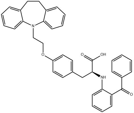 N-(2-Benzoylphenyl)-O-[2-(10,11-dihydro-5H-dibenz[b,f]azepin-5-yl)ethyl]-L-tyrosine Struktur