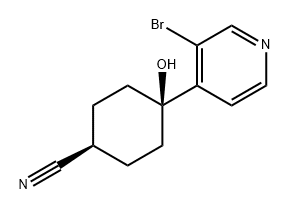 Cyclohexanecarbonitrile, 4-(3-bromo-4-pyridinyl)-4-hydroxy-, trans- Struktur