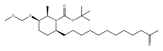 1-Piperidinecarboxylic acid, 3-(methoxymethoxy)-2-methyl-6-(11-oxododecyl)-, 1,1-dimethylethyl ester, (2R,3R,6S)- Struktur