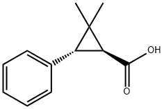 Cyclopropanecarboxylic acid, 2,2-dimethyl-3-phenyl-, (1S,3S)- Struktur