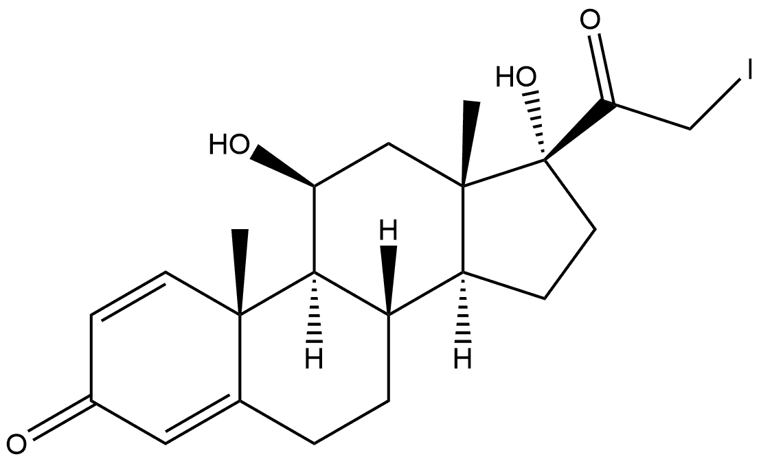 Pregna-1,4-diene-3,20-dione, 11,17-dihydroxy-21-iodo-, (11β)- Struktur