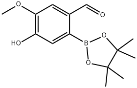 4-hydroxy-5-methoxy-2-(4,4,5,5-tetramethyl-1,3,2-dioxaborolan-2-yl)benzaldehyde Struktur