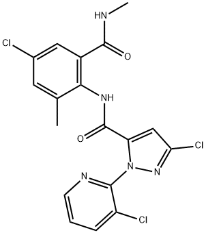 3-chloro-N-[4-chloro-2-methyl-6-(methylcarbamoyl )phenyl]-1-(3-chloropyridin-2-yl)-1H-pyrazole-5-car boxamide Struktur