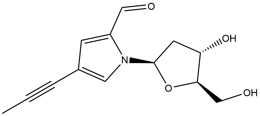 1H-Pyrrole-2-carboxaldehyde, 1-(2-deoxy-β-D-erythro-pentofuranosyl)-4-(1-propyn-1-yl)- Struktur