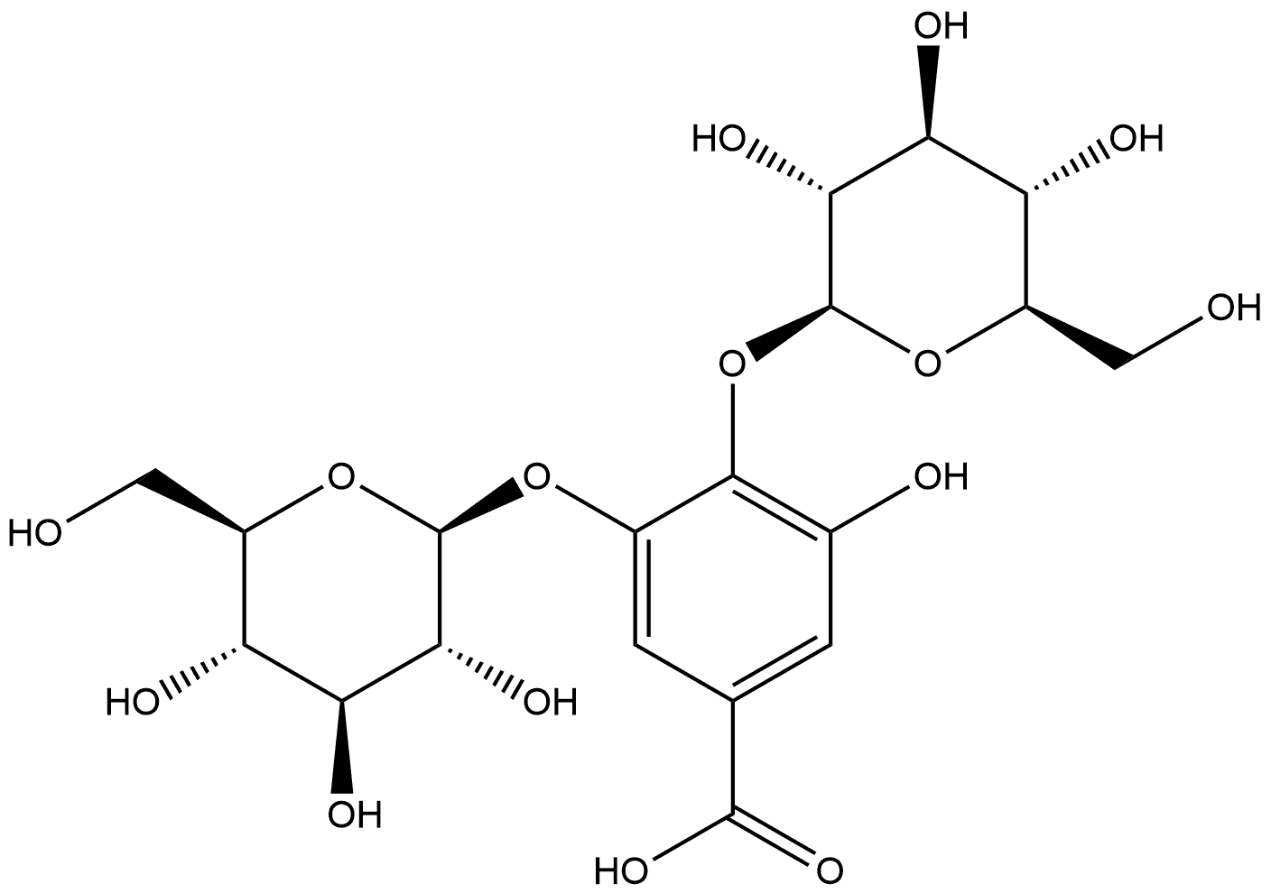 Benzoic acid, 3,4-bis(β-D-glucopyranosyloxy)-5-hydroxy- Struktur