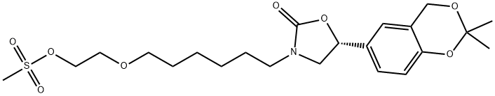 2-Oxazolidinone, 5-(2,2-dimethyl-4H-1,3-benzodioxin-6-yl)-3-[6-[2-[(methylsulfonyl)oxy]ethoxy]hexyl]-, (5R)- Struktur