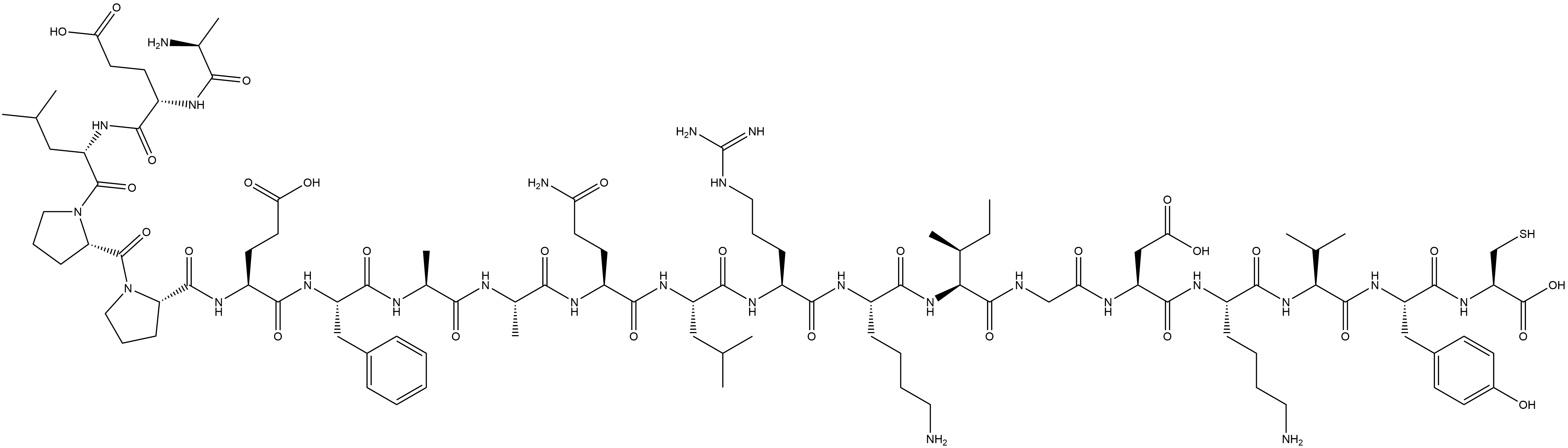 L-Cysteine, L-alanyl-L-α-glutamyl-L-leucyl-L-prolyl-L-prolyl-L-α-glutamyl-L-phenylalanyl-L-alanyl-L-alanyl-L-glutaminyl-L-leucyl-L-arginyl-L-lysyl-L-isoleucylglycyl-L-α-aspartyl-L-lysyl-L-valyl-L-tyrosyl- Struktur