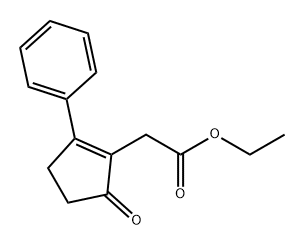 1-Cyclopentene-1-acetic acid, 5-oxo-2-phenyl-, ethyl ester Struktur