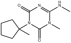 1,3,5-Triazine-2,4(1H,3H)-dione, 1-methyl-6-(methylamino)-3-(1-methylcyclopentyl)- Struktur