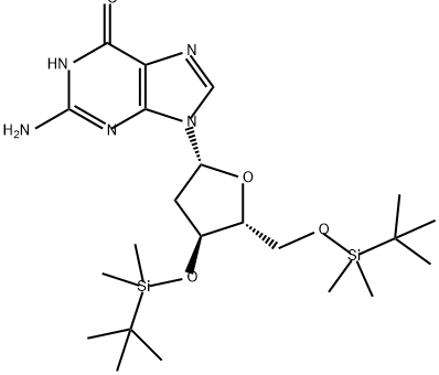 Guanosine, 2'-deoxy-3',5'-bis-O-[(1,1-dimethylethyl)dimethylsilyl]- Struktur