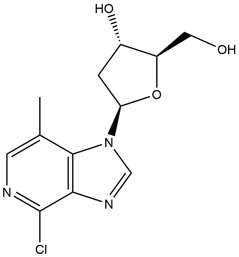 4-Chloro-1-(2-deoxy-β-D-ribofuranosyl)-7-methyl-1H-imidazo[4,5-c]pyridine Struktur