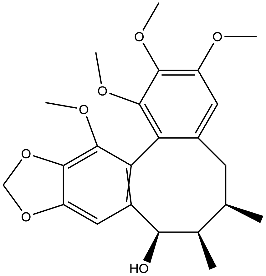 (6R,7R,8R,13aS)-5,6,7,8-Tetrahydro-1,2,3,13-tetramethoxy-6,7-dimethylbenzo[3,4]cycloocta[1,2-f][1,3]benzodioxol-8-ol Struktur