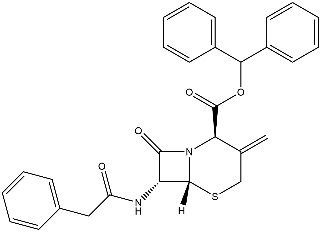 5-Thia-1-azabicyclo[4.2.0]octane-2-carboxylic acid, 3-methylene-8-oxo-7-[(phenylacetyl)amino]-, diphenylmethyl ester, [2R-(2α,6α,7β)]- (9CI)