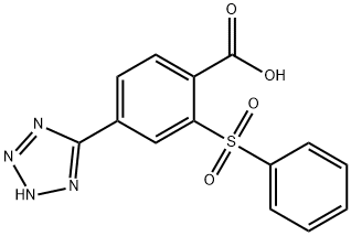 Benzoic acid, 2-(phenylsulfonyl)-4-(2H-tetrazol-5-yl)- Struktur