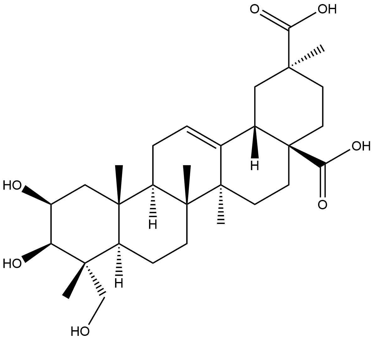 Olean-12-ene-28,29-dioic acid, 2,3,23-trihydroxy-, (2β,3β,4α,20β)- Struktur