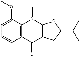 Furo[2,3-b]quinolin-4(2H)-one, 3,9-dihydro-8-methoxy-9-methyl-2-(1-methylethyl)- Struktur